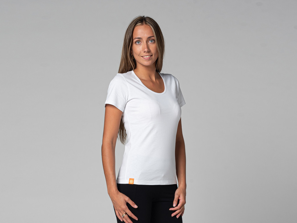 TARA M/C T-Shirt mit weitem Halsausschnitt, 100 % biologisch Weiß