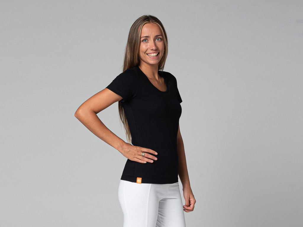 TARA M/C T-Shirt mit weitem Halsausschnitt, 100 % biologisch Schwarz