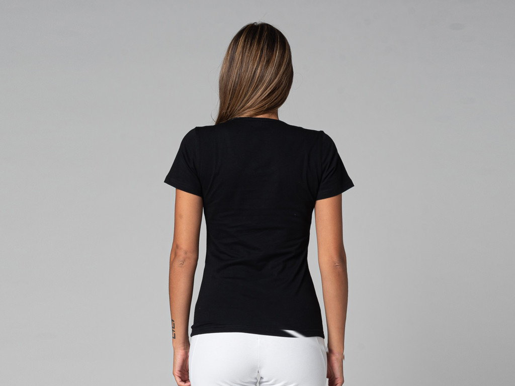 T-Shirt TARA M/C Col Large 100% Bio Noir