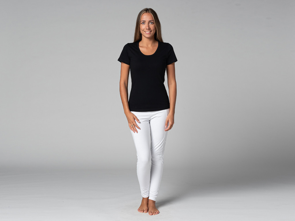 T-Shirt TARA M/C Col Large 100% Bio Noir