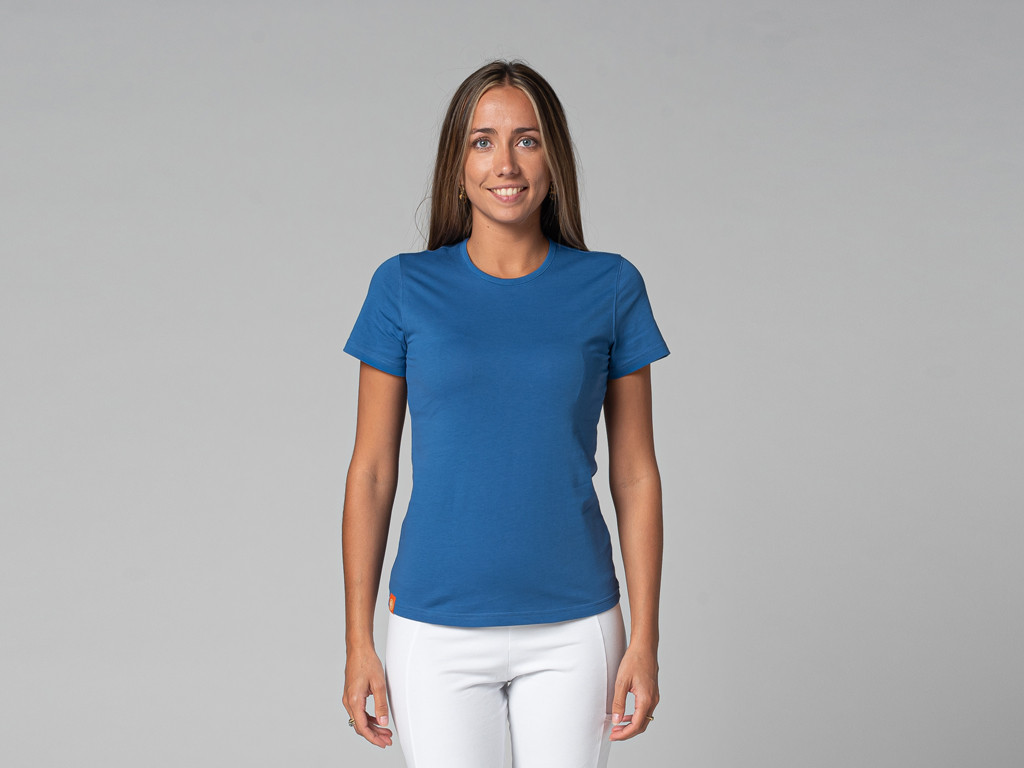 T-Shirt TARA M/C Ras du cou - Bio Bleu Chaud