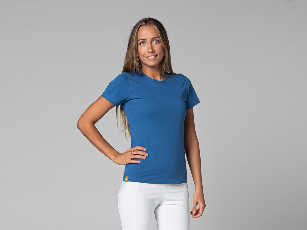 Camiseta de cuello redondo TARA M/C - Orgánica Azul cálido