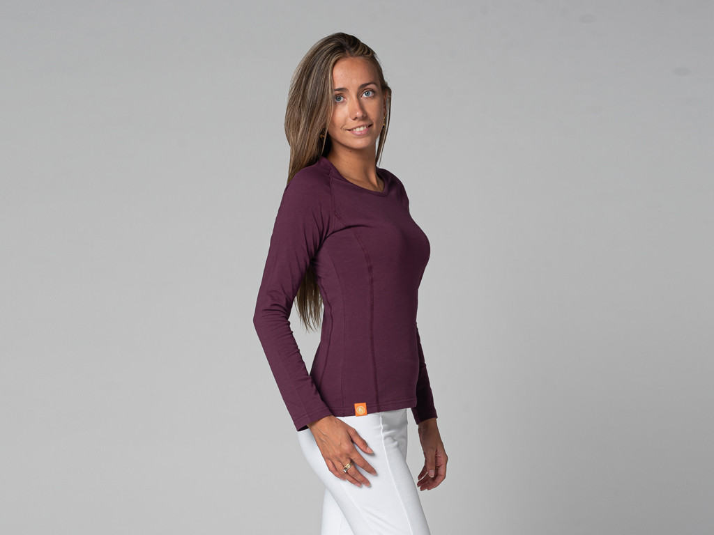 TARA T-Shirt M/L Large Collar Plum
