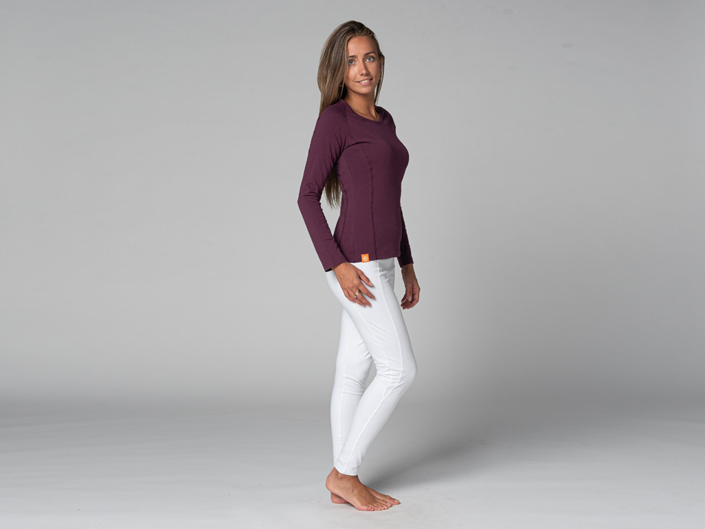 TARA T-Shirt M/L Large Collar Plum