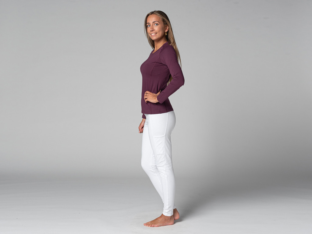 TARA T-Shirt M/L Large Collar Plum