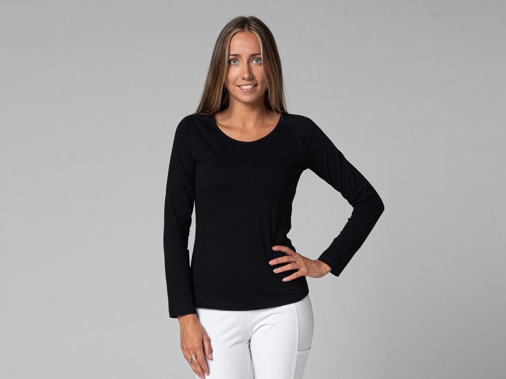 TARA T-Shirt M/L Large Collar Black