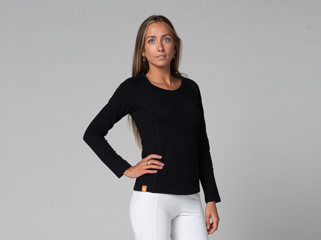 TARA T-Shirt M/L Large Collar Black