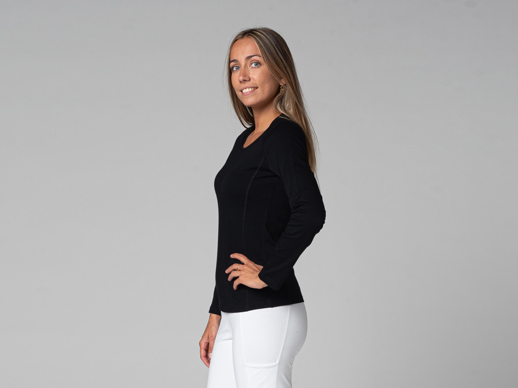 TARA T-Shirt M/L Large Collar Black