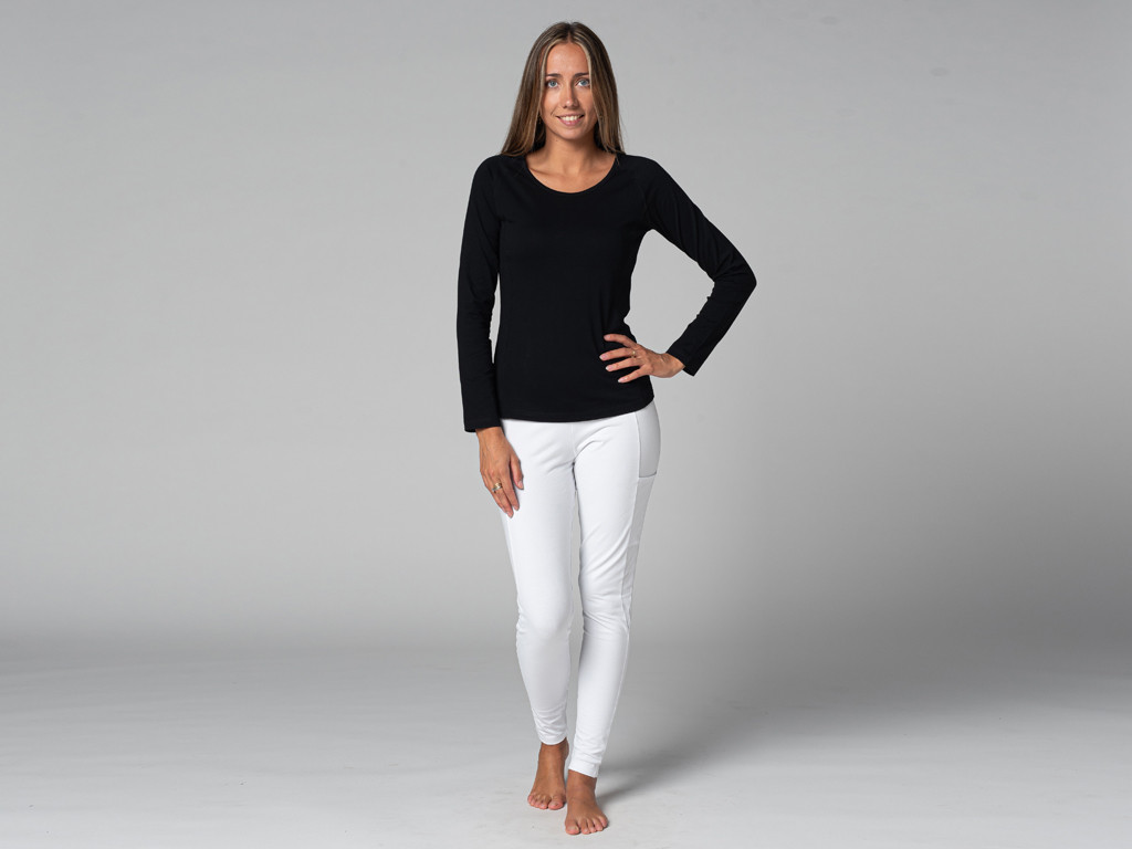 TARA T-Shirt M/L Large Collar Black