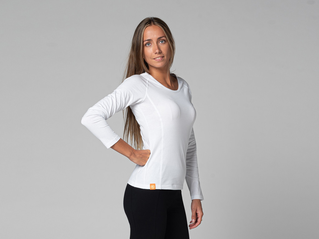 T-Shirt Tara M/L Col Large 100% Bio Blanc
