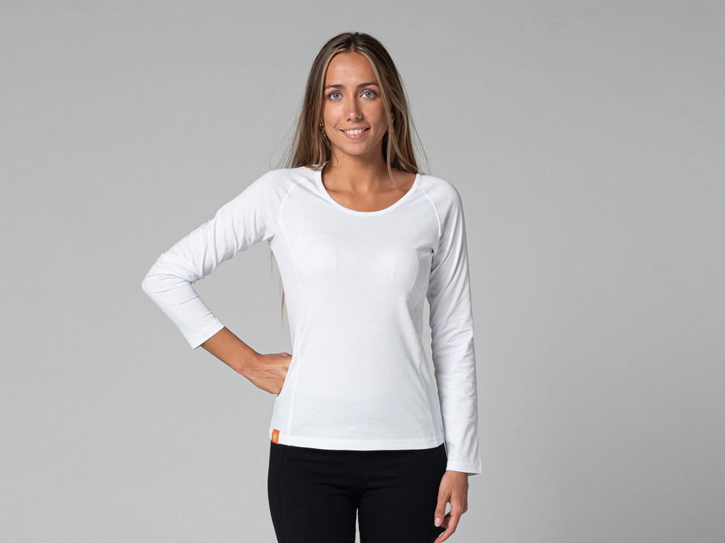 T-Shirt Tara M/L Col Large 100% Bio Blanc