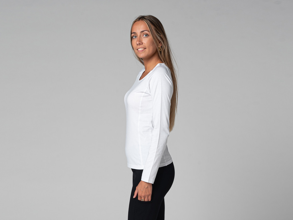 T-Shirt Tara M/L Col Large 100% Bio Blanc