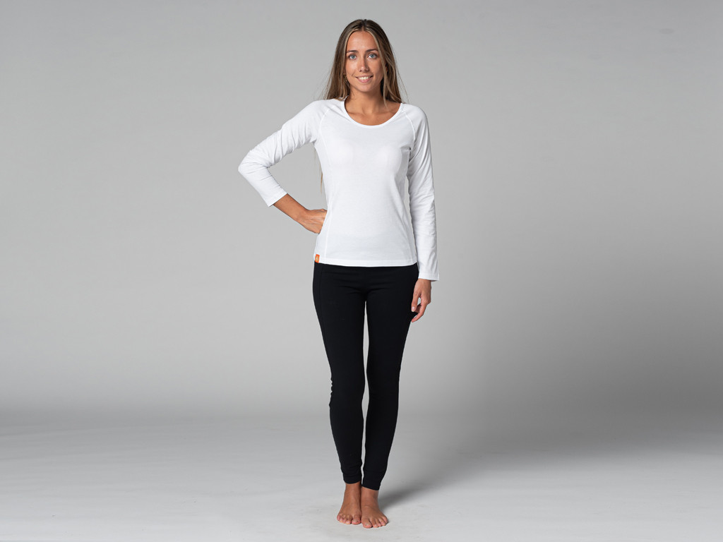 T-Shirt Tara M/L Col Large 100% Bio Blanc