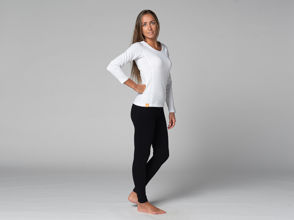 T-Shirt Tara M/L Col Large 100% Bio Blanc