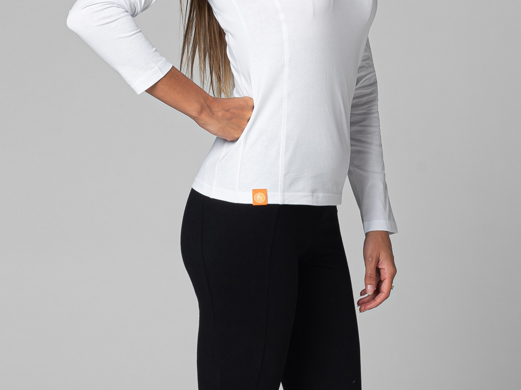 T-Shirt Tara M/L Col Large 100% Bio Blanc