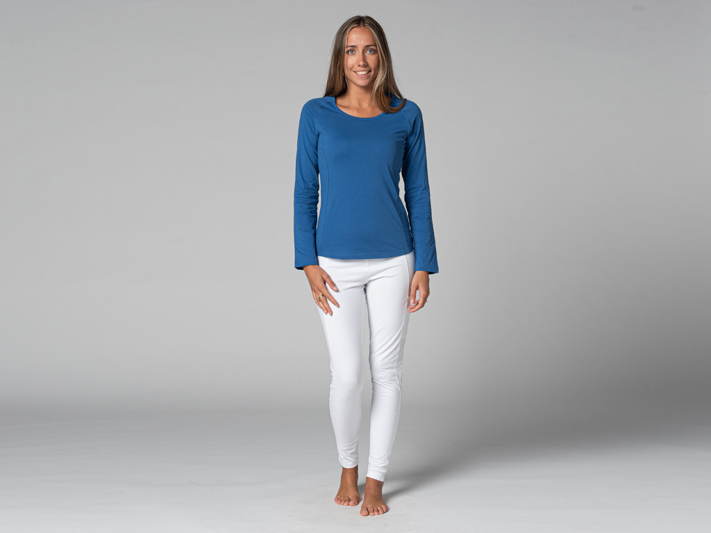 T-Shirt Tara M/L Col Large 100% Bio Bleu Chaud