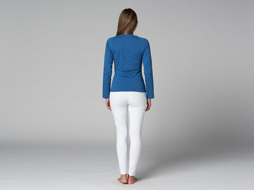 T-shirt Tara M/L a collo largo 100% biologica Blu caldo