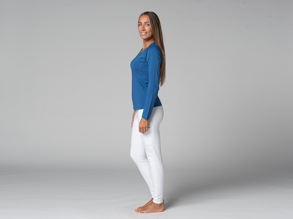 TARA T-Shirt M/L Large Collar Warm Blue