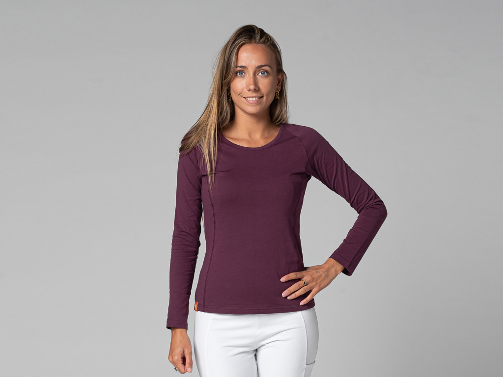 TARA T-Shirt M/L Large Collar Plum