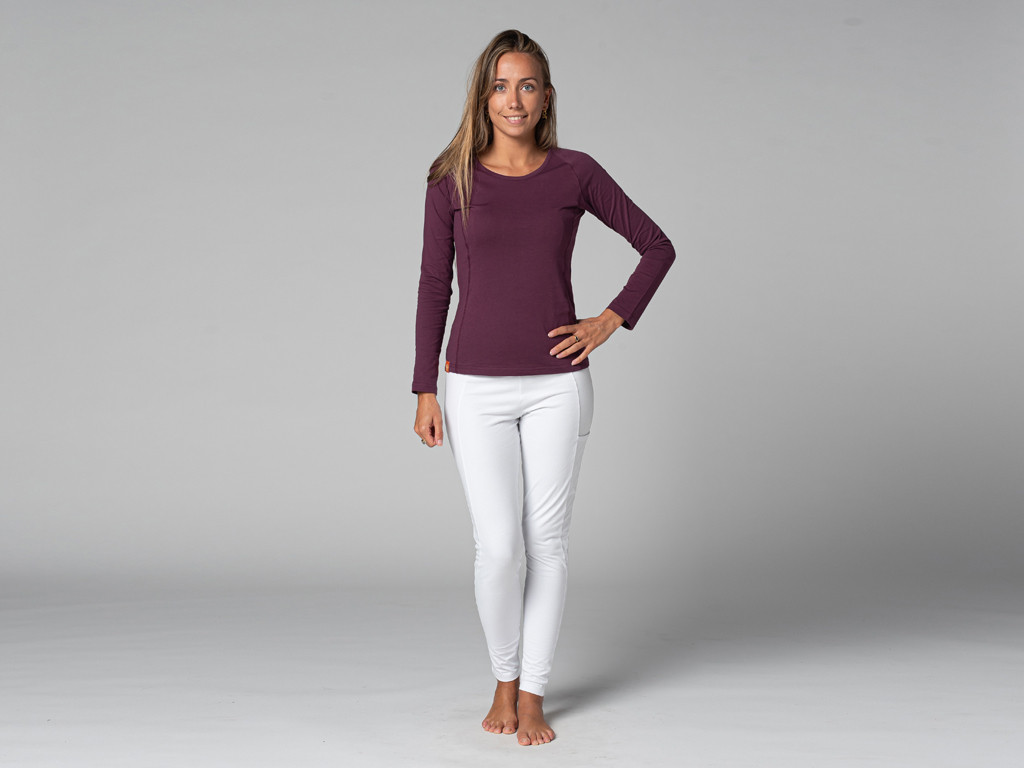 TARA T-Shirt M/L Large Collar Plum