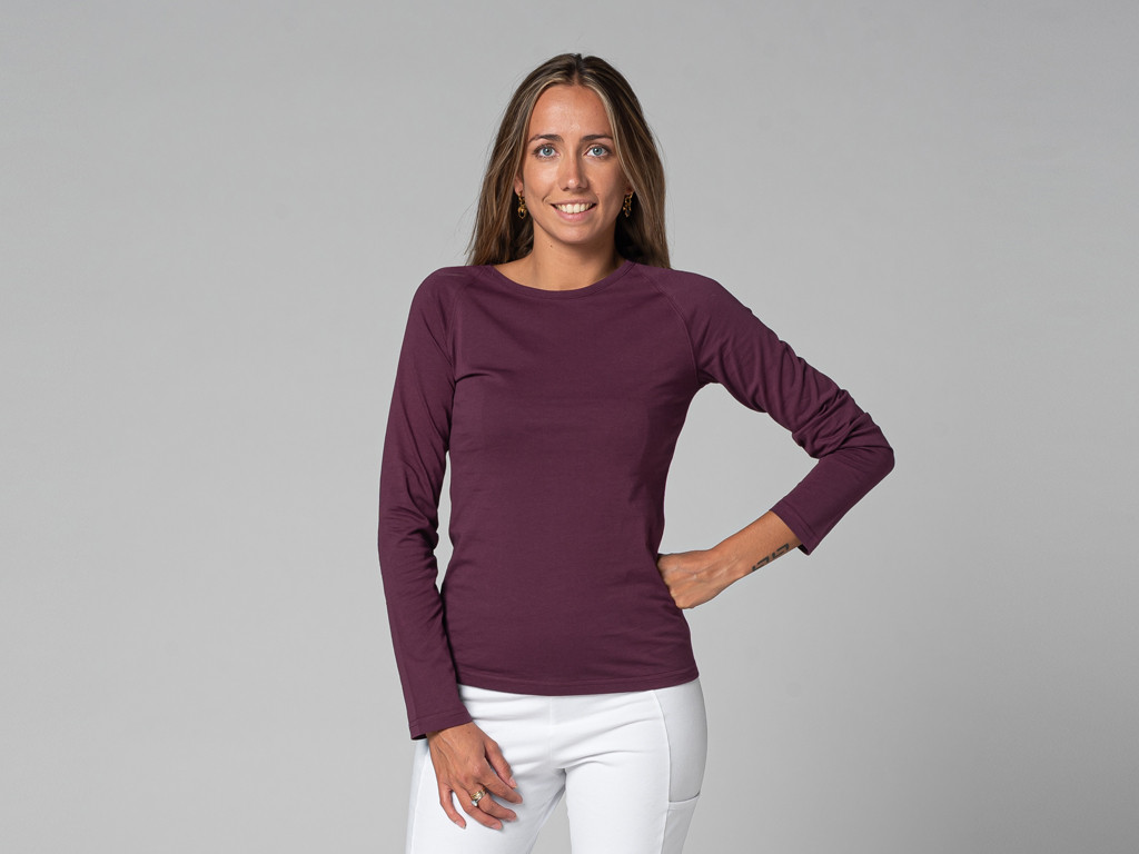 Camiseta Tara M/L Gola redonda orgânica Ameixa