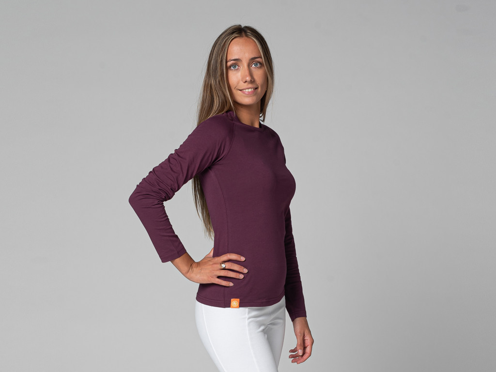 Camiseta Tara M/L Gola redonda orgânica Ameixa