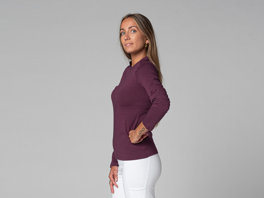 Camiseta Tara M/L Gola redonda orgânica Ameixa