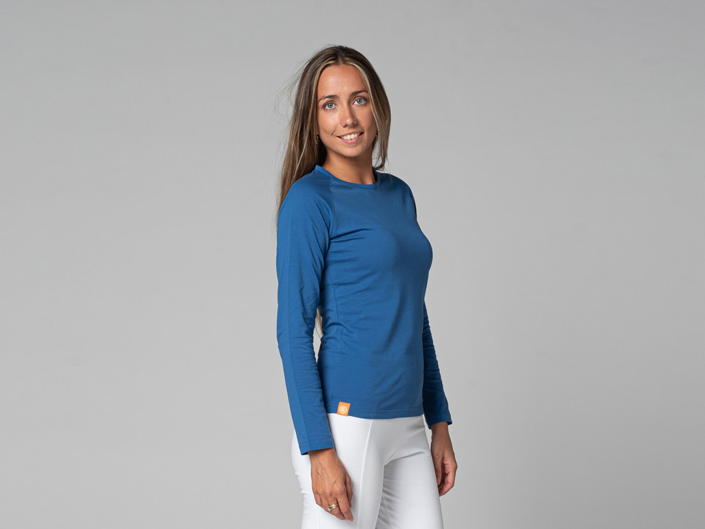 T-Shirt Tara M/L Ras du cou Bio Bleu Chaud