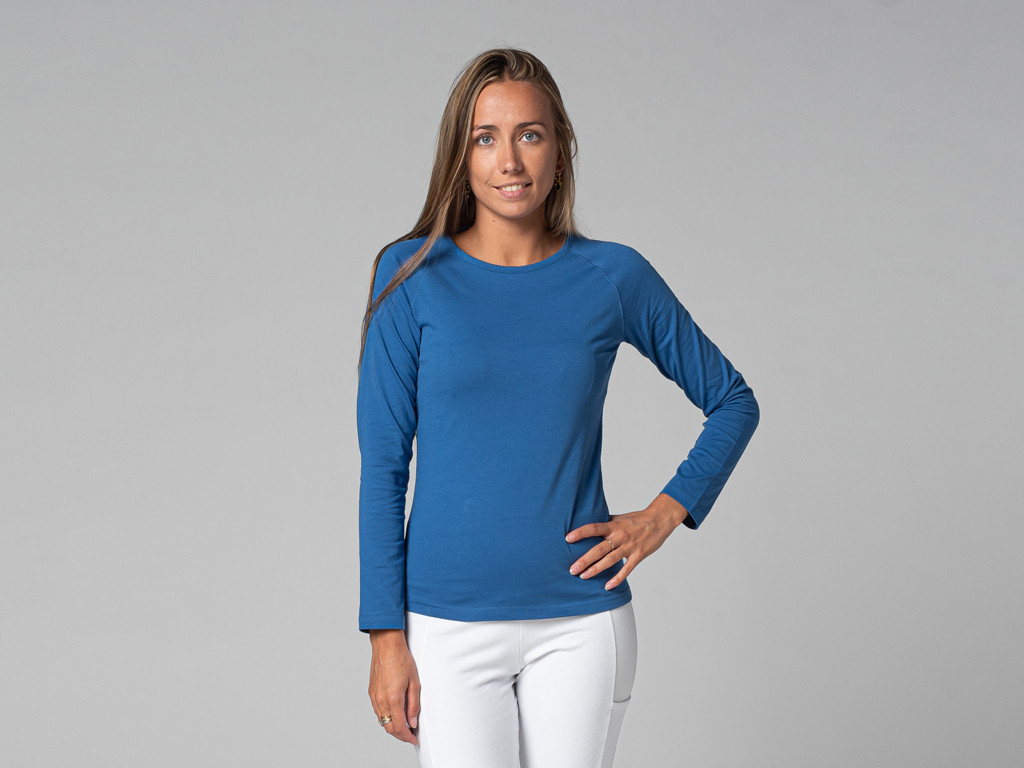 Camiseta TARA M/L Cuello Ras Azul cálido