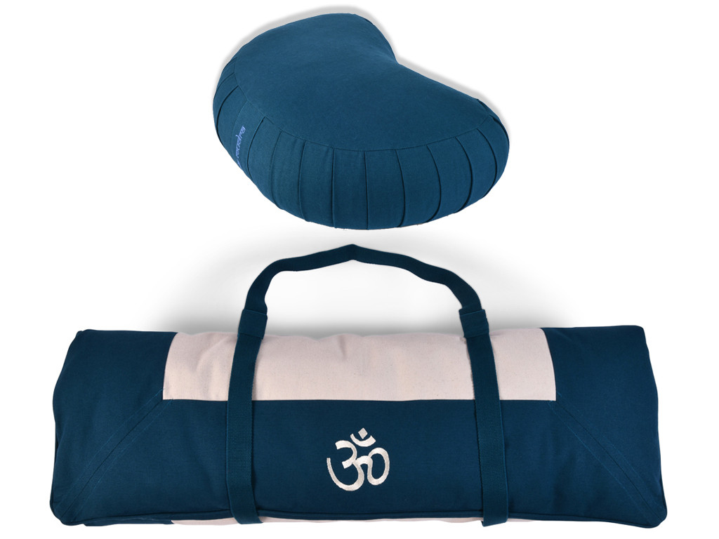 Kit Tapis de Méditation Bleu/Ecru