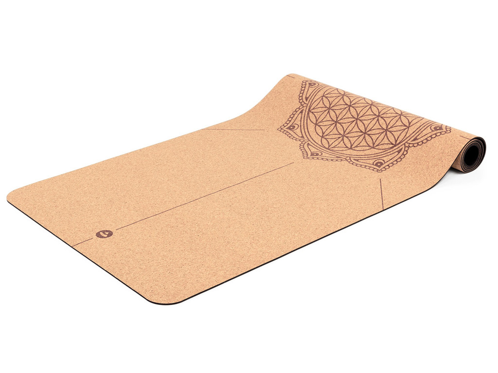 Tapis de yoga en liège FLEUR DE VIE 185 cm x 66 cm x 4 mm