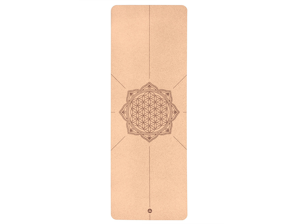 Tapis de yoga en liège FLEUR DE VIE 185 cm x 66 cm x 4 mm