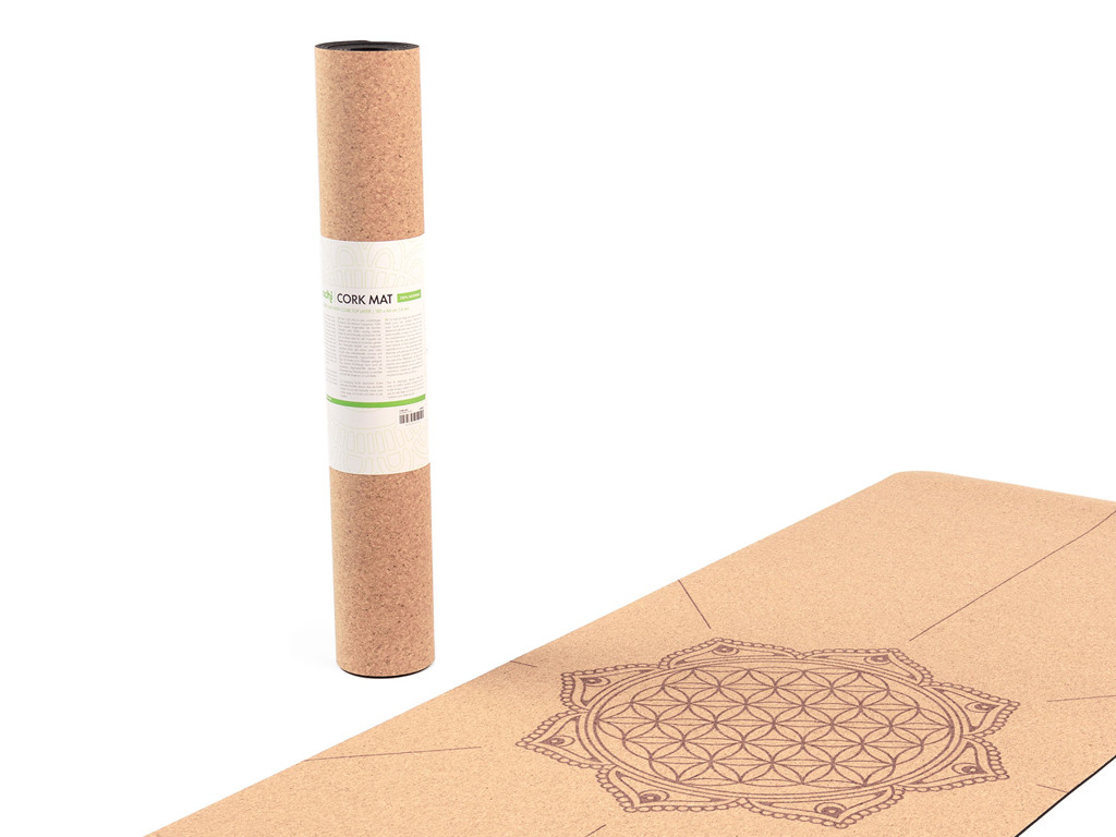 Cork yoga mat FLEUR DE VIE 4 mm - Natural rubber covered with cork