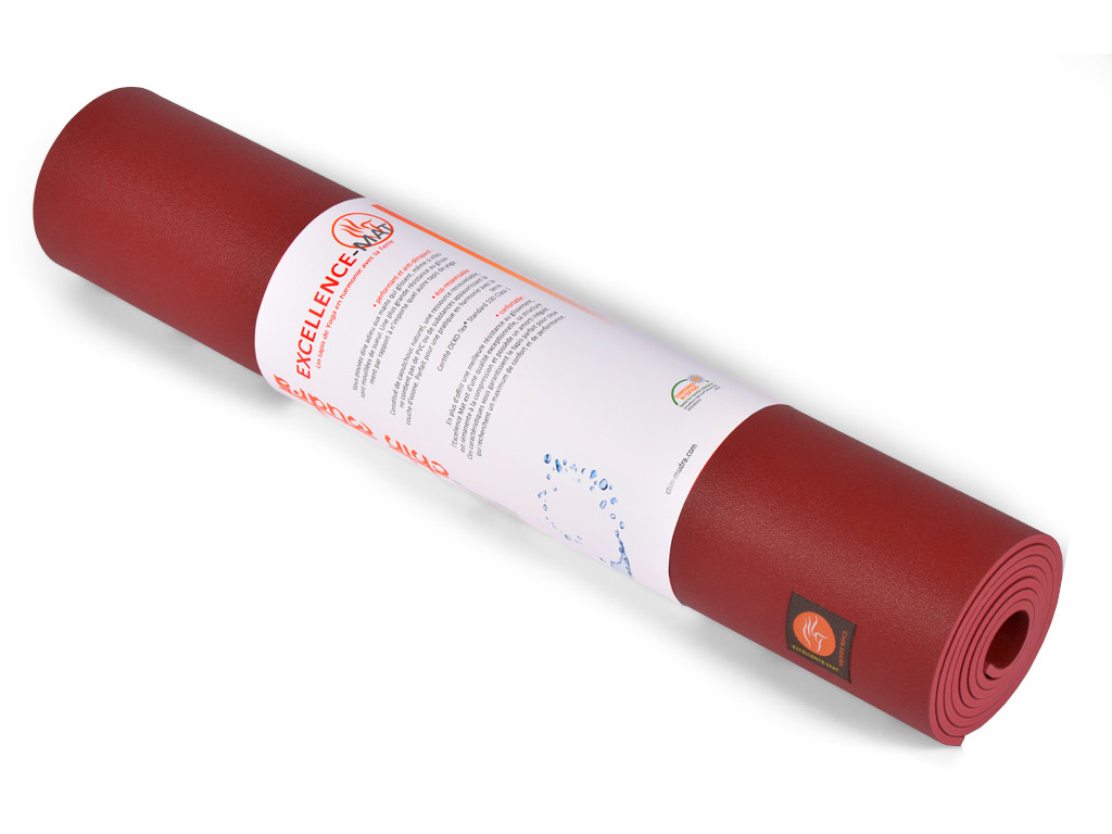 Tapis de yoga Excellence Mat 100% Latex - 4,5mm Bordeaux