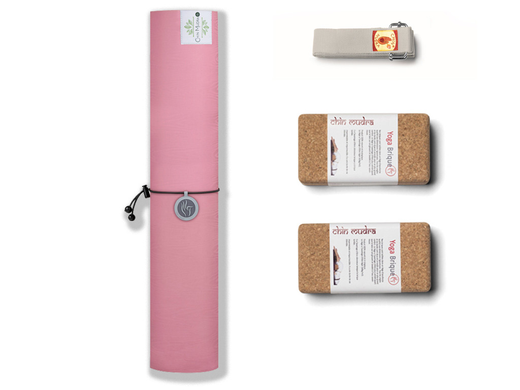 Kit de Yoga Green-Mat 5mm Rosa