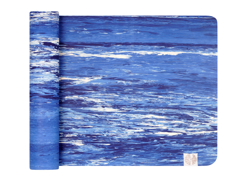 Tappetino yoga Natural Mat da 5 mm 185 cm x 65 cm x 5 mm - Blu e bianco