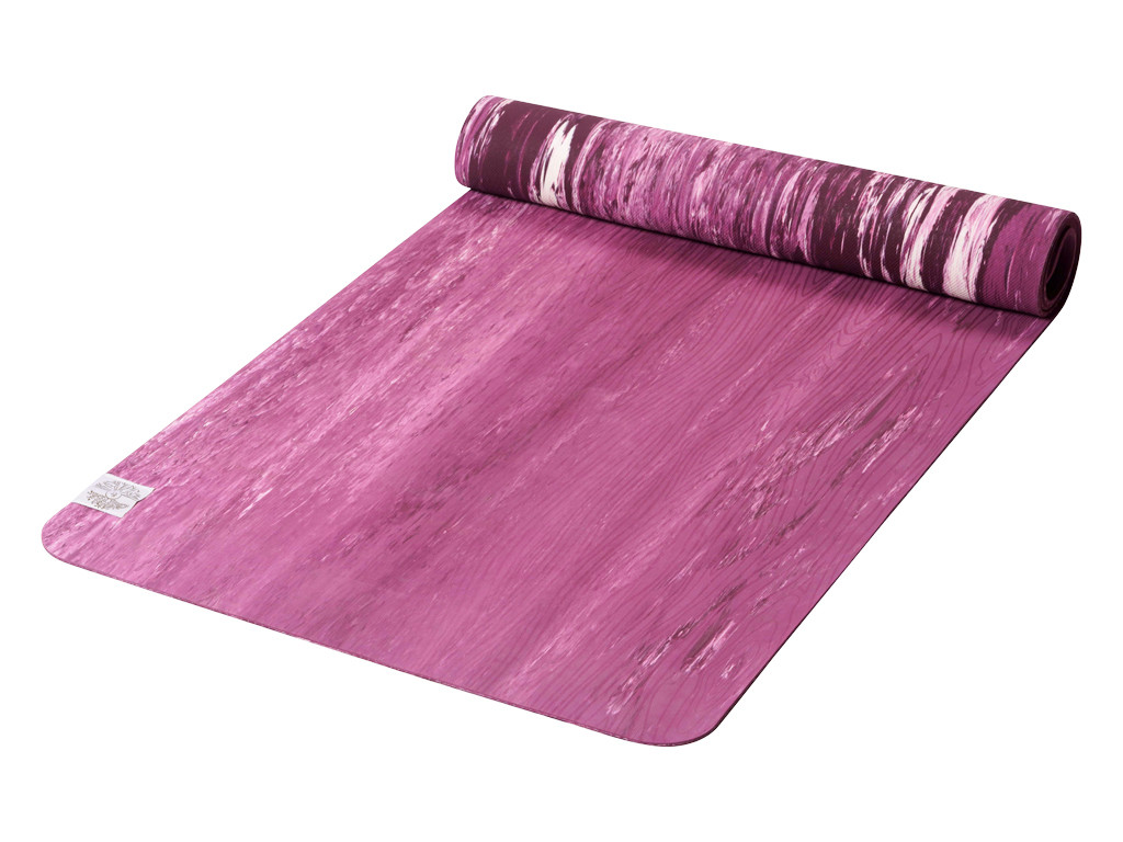 Tapis de Yoga Natural Mat 5mm 185 cm x 65 cm x 5 mm - Prune et Blanc