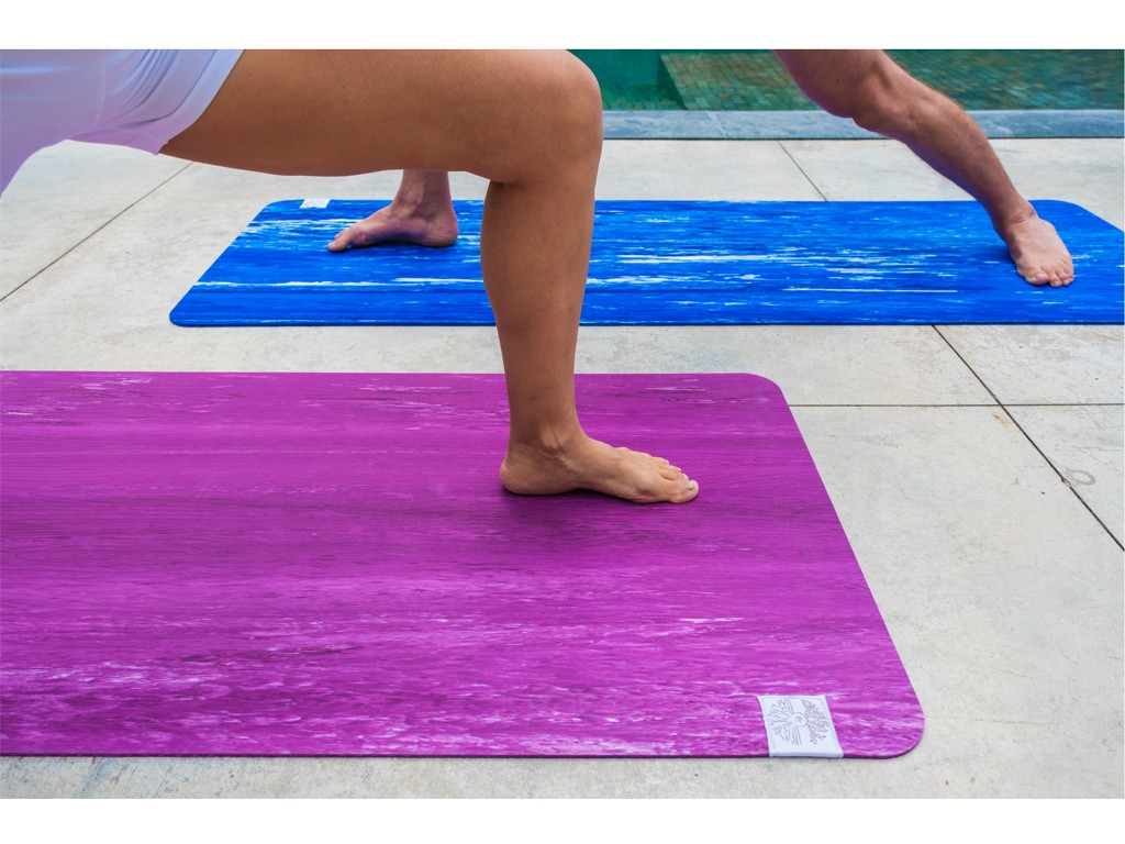 Tapis de Yoga Natural Mat 5mm 185 cm x 65 cm x 5 mm - Prune et Blanc
