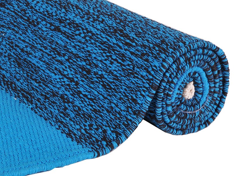 Tapis de yoga Taj - Coton naturel - 2 m x 66 cm x 5mm Bleu/Noir