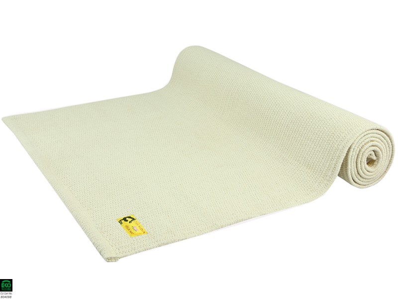 Taj yoga mat 100% Organic cotton 2m x 66cm x 5mm Natural