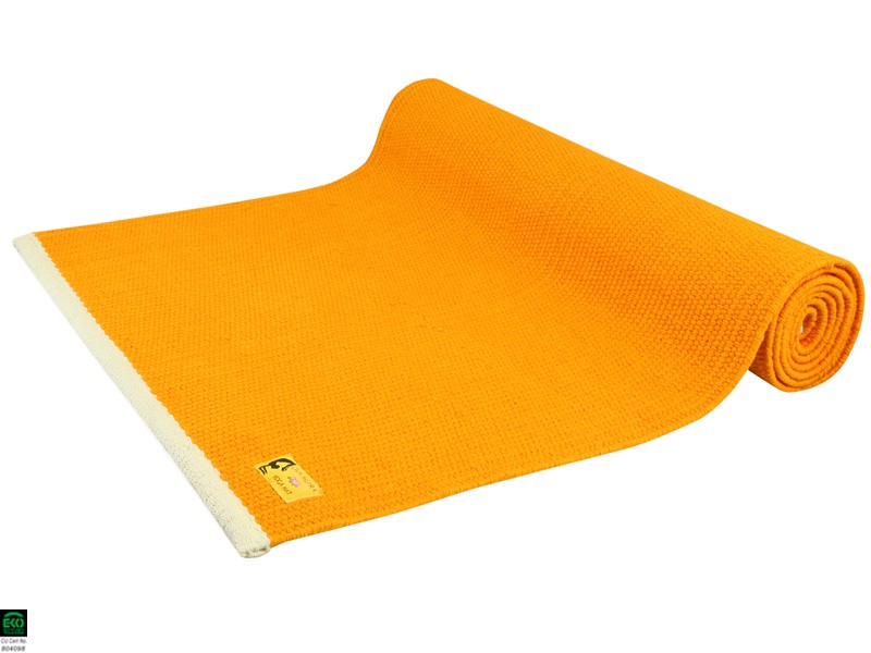 Taj yoga mat 100% Organic cotton 2m x 66cm x 5mm Orange Saffron