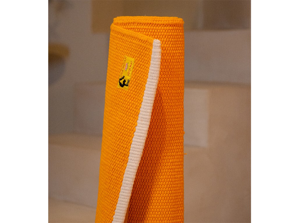 Taj yoga mat 100% Organic cotton 2m x 66cm x 5mm Orange Saffron