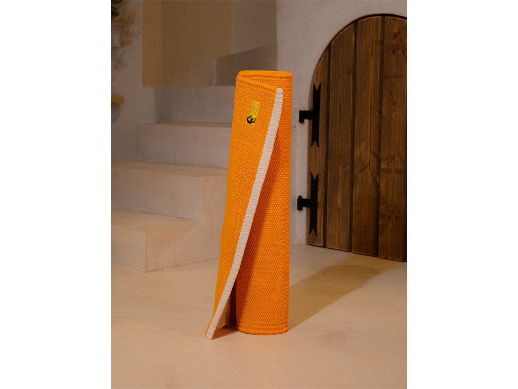 Taj yoga mat 100% Organic cotton 2m x 66cm x 5mm Orange Saffron
