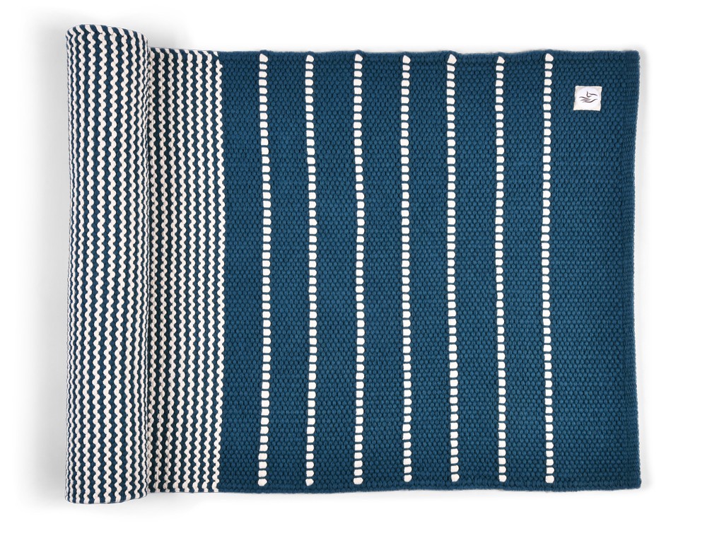 Tapis de yoga Taj - Coton naturel - 2 m x 66 cm x 5mm Bleu/Noir