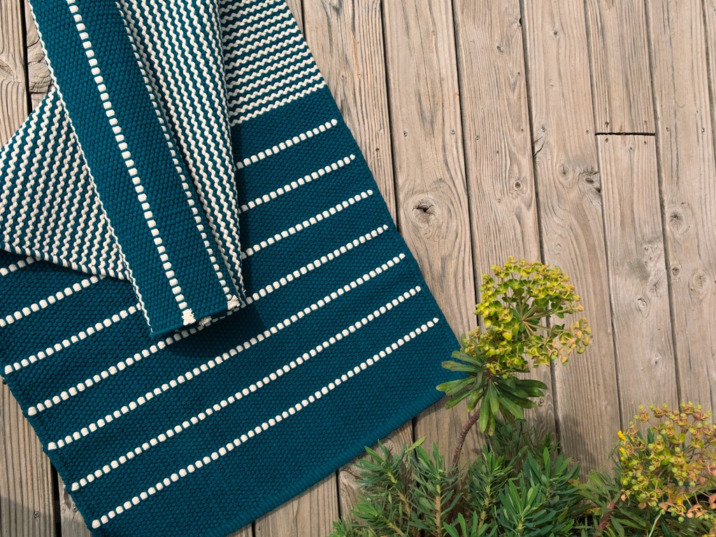 Tapis de yoga Taj - Coton naturel - 2 m x 66 cm x 5mm Bleu/Noir