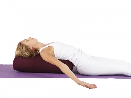 Article de Yoga Bolster de yoga 100 % coton Bio 65 cm x 21 cm KAPOK Bleu