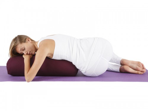 Article de Yoga Bolster de yoga 100 % coton Bio 65cm x 21cm KAPOK Bordeaux