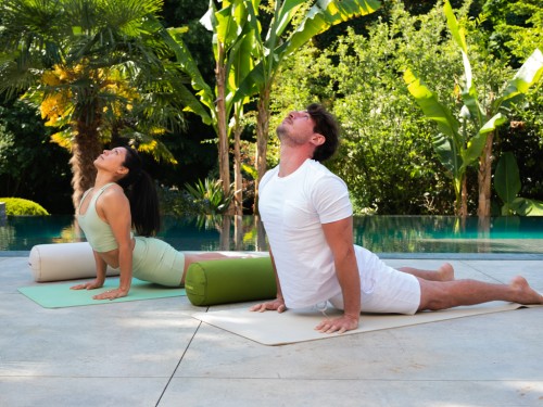 Article de Yoga Bolster de yoga 100 % coton Bio 65 cm x 21 cm KAPOK Vert