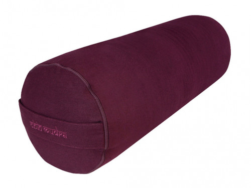 Bolster de yoga 100 % coton Bio Epeautre 65 cm x 21 cm Prune