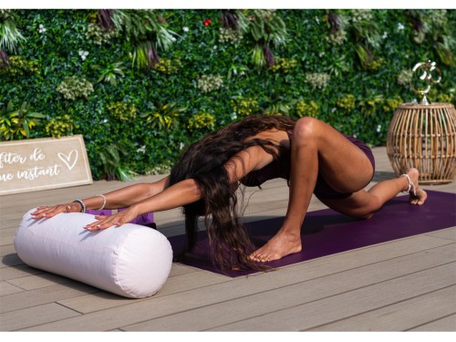 Article de Yoga Bolster de yoga 100 % coton Bio Epeautre 65 cm x 21 cm Rose